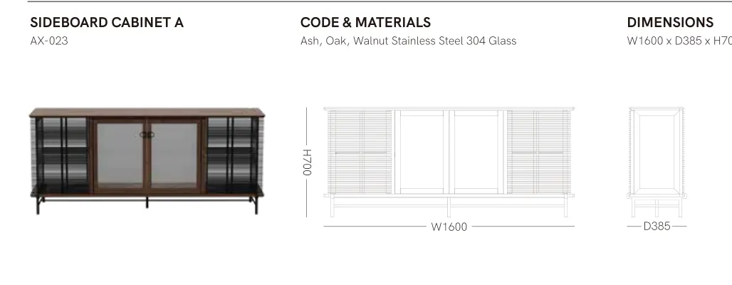 Source specification with model codes, materials, dimensions and drawings: AX-023