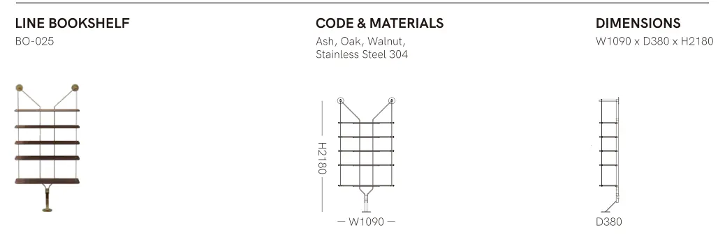 Source specification with model codes, materials, dimensions and drawings: BO-025