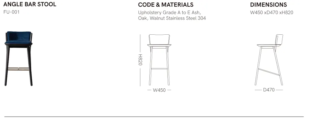 Source specification with model codes, materials, dimensions and drawings: FU-001