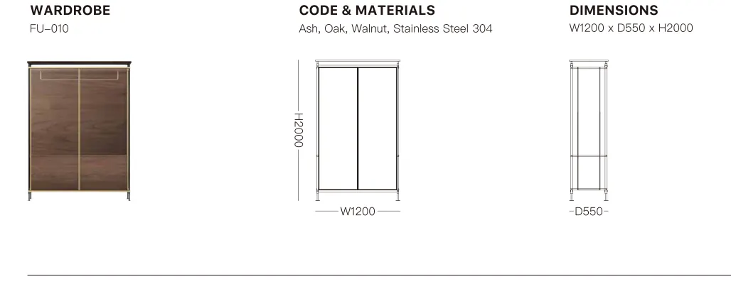 Source specification with model codes, materials, dimensions and drawings: FU-010