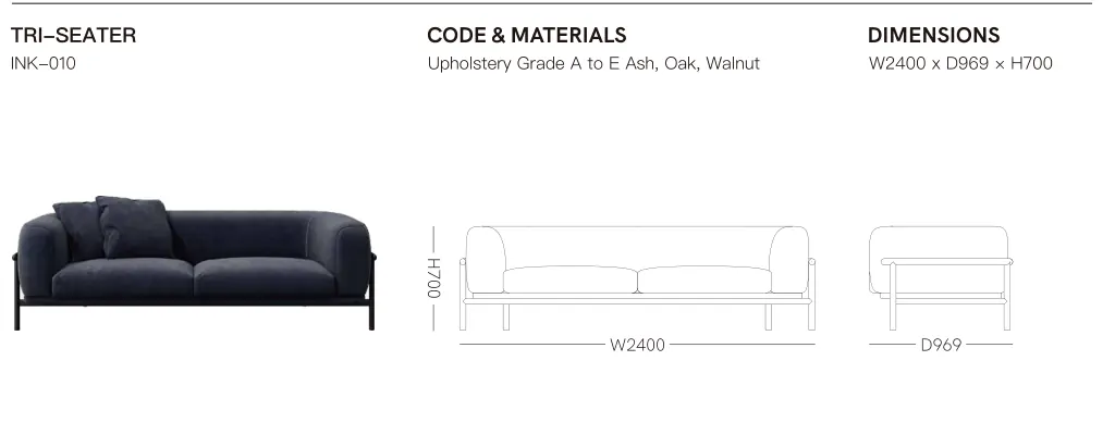 Source specification with model codes, materials, dimensions and drawings: INK-010