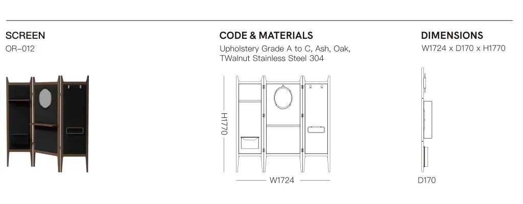 Source specification with model codes, materials, dimensions and drawings: OR-012