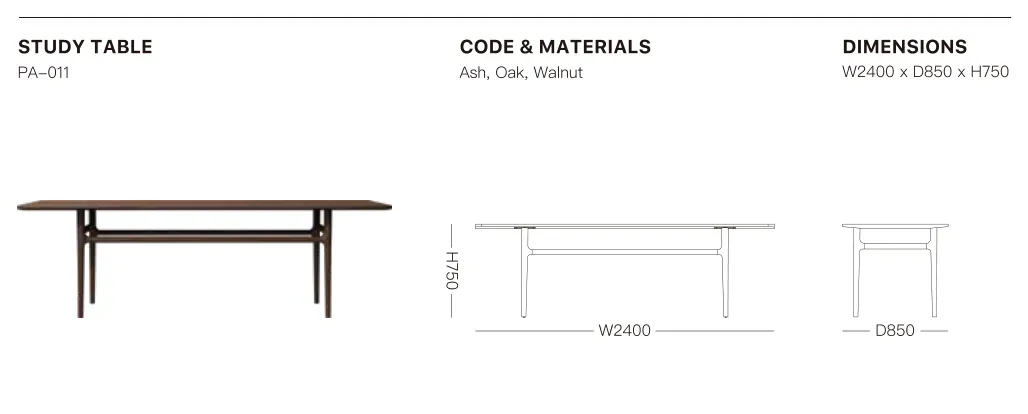 Source specification with model codes, materials, dimensions and drawings: PA-011