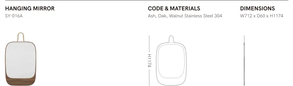 Source specification with model codes, materials, dimensions and drawings: SY-016A
