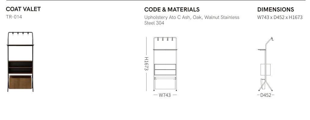 Source specification with model codes, materials, dimensions and drawings: TR-014