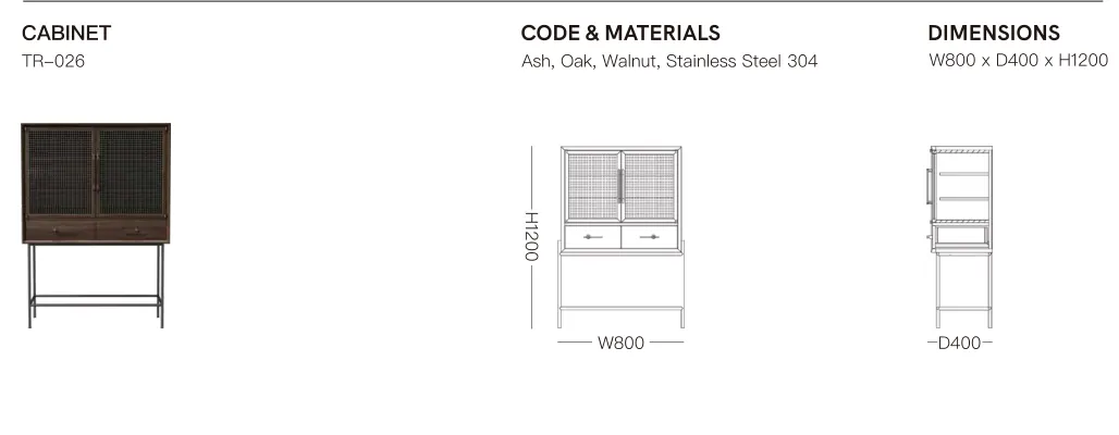 Source specification with model codes, materials, dimensions and drawings: TR-026